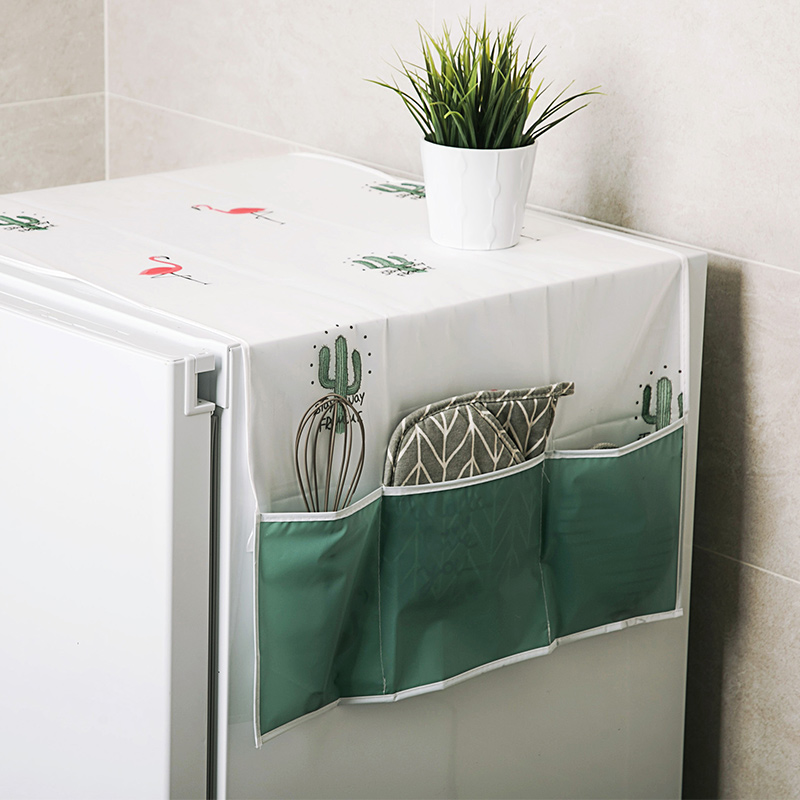居家家冰箱頂蓋佈防塵罩收納袋家電防水蓋巾家用冰箱罩掛袋防塵布【在售價】5.50 元