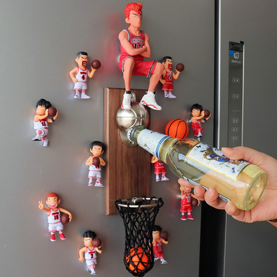 網紅籃球壁掛式啤酒起子軟磁鐵冰箱貼開瓶器精釀籃筐接瓶蓋瓶啟子【在售價】55.00 元