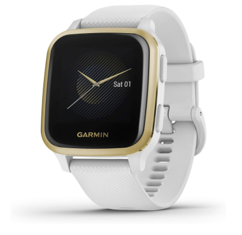 Garmin Venu Sq，觸摸屏 GPS 智能手錶，超長續航電池長達 6 天，  淺金色和白色【在售價】129.99 美元