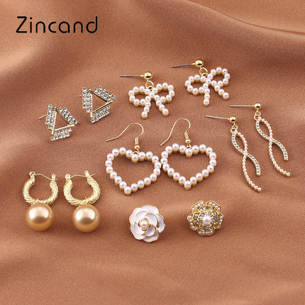 zd韓版原創設計S925銀針金屬風珍珠耳環女法式復古風防過敏耳釘【券後價】5.10元