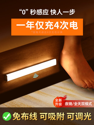 智能無線充電人體感應小夜燈免布線家用夜間過道衣櫃櫥櫃LED燈條【券後價】7.80元