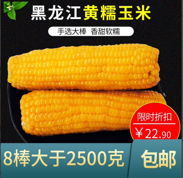 東北真空黃糯玉米 粘玉米 黑龍江 即食粘苞米 8棒包郵
【在售價】22.90 元