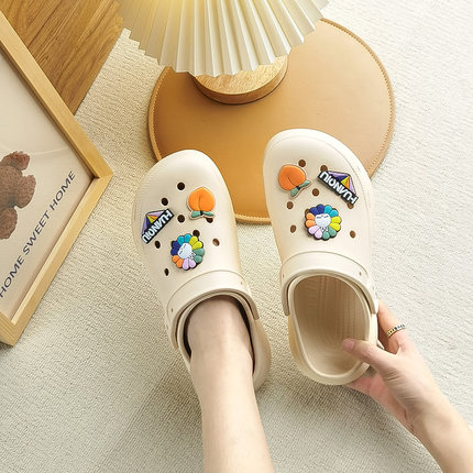 環球2022新款洞洞鞋女夏外穿防滑厚底辦公室包頭拖鞋男ins潮爆款【券後價】29.00元