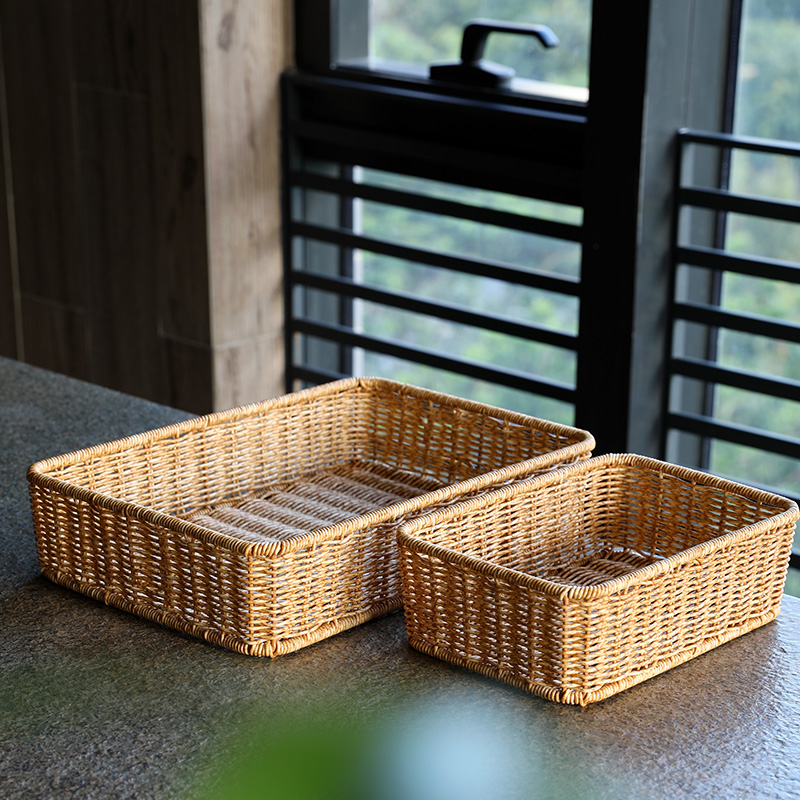kens歐式桌面仿藤編洗手臺儲物筐【現價】27.60元