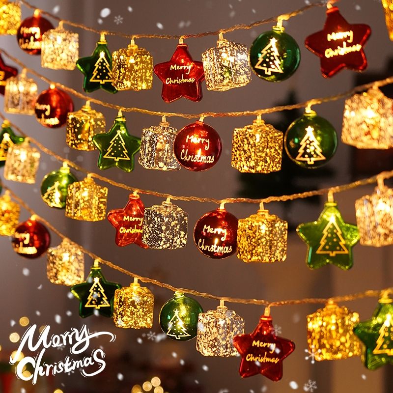 聖誕節燈串裝飾燈閃燈串燈氛圍燈布置聖誕樹led彩燈掛件櫥窗掛飾【到手價】19.60元